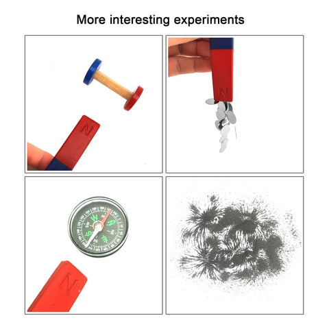 Educational Magnetic Kit For STEM Experiments With bar ring and compass magnets demonstrating magnetic fields and forces.