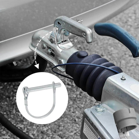 4 Pack One Quarter Inch By Two Inch Wire Lock Pins Heavy Duty Zinc Plated PTO Hitch Pins secure trailer to vehicle