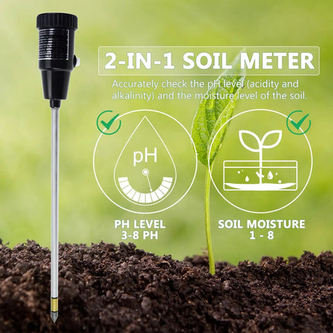 All In One Soil PH Meter And Moisture Sensor For Indoor And Outdoor Gardens And Lawns, Waterproof 295mm Long Metal Electrode