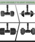 Turn Your Dumbbells Into A Barbell With This Adjustable EZ Curl Bar Adapter securely clamping on different dumbbell types