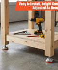 Four Pack Heavy Duty Adjustable Leveling Feet With M12 Thread And 2.36 Inch Base For Workbenches Machines And Cabinets on workbench
