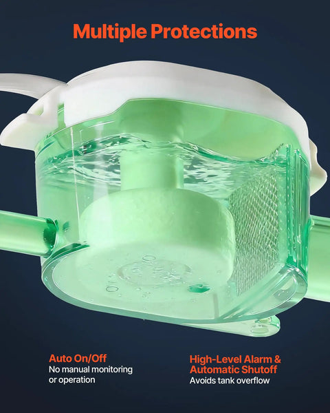 Condensate Pump With Automatic Safety Switch For Air Conditioners Dehumidifiers HVAC Furnaces And Ice Makers Delivers Nine Point Six GPH Up To 33 Feet Lift 100 To 230 Volt Ultra Quiet 21 DB No Fuss Drainage For Long Distance And Uphill Runs, transparent pump chamber
