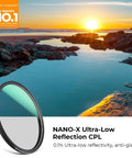 77mm Ultra Low Reflectivity Circular Polarizer Filter With 28 Multi Layer Coatings Ultra Slim High Definition NanoX Series Lens Filter