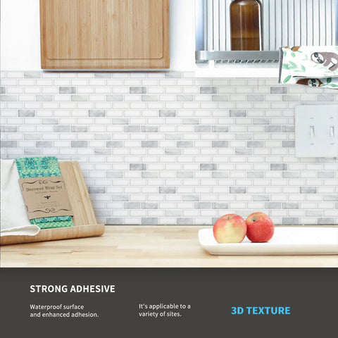Kitchen view with Self Adhesive 12x12 Backsplash Tiles 10 Pack For Kitchen Shower And Fireplace, DIY Friendly Install.