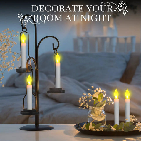 108 Piece Flameless LED Taper Candles Set Battery Operated Flickering Candlesticks No Mess Easy Setup For Halloween Christmas Weddings Church Parties Decoration White For Any Occasion