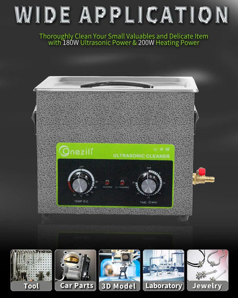 6L High Power Ultrasonic Parts Cleaner With 180W Beefy Cleaning Power, Adjustable features on display