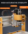 LUNYEE 3018 PRO MAX CNC router with all-metal orange frame and 500W spindle motor.