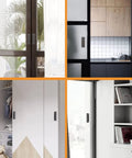 2 Pack Aluminum Flush Sliding Door Pull Handles Rectangular Self Stick For Barn Doors Windows And Cabinets Matte Black 100mm