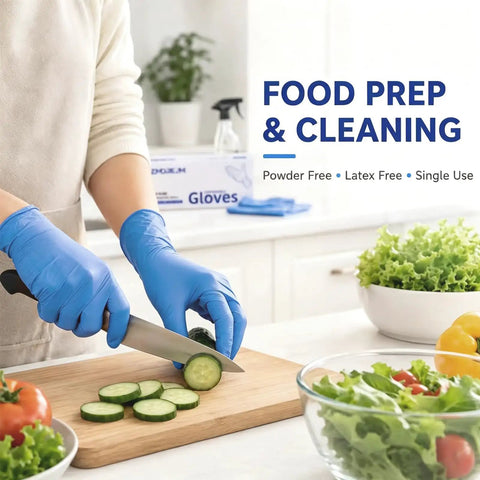 Badass Heavy Duty Nitrile Gloves Box Of Two Hundred Powder Free Latex Free Textured Grip Nine Point Five Inches Long Built Like A Tank For Kitchen Scrubbing Auto Detailing Home Repair And Everyday Household Products, cutting cucumber.