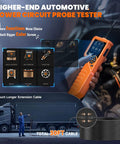 KM601 Power Circuit Probe Kit For 12V 24V Cars And Trucks, All In One Automotive Circuit Tester With Oscilloscope, Fuel Injector Signal, Battery Test, Multimeter, Short Circuit Finder, Current Probe, 30 Ft Cable on orange handheld probe and cable