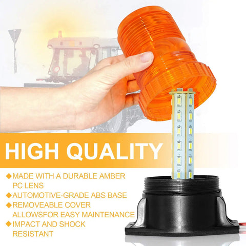 30 Led Amber Forklift Strobe Light 30W Heavy Duty Vehicle Safety Beacon showing durable amber PC lens and ABS base.