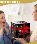 Woman gifting Five Piece Bonsai Tree Kit With Self Watering Pots For Indoor Growth to excited child, featuring gift box with red bow