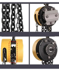 Heavy Duty 5 Ton Hand Chain Hoist Hook Lifting Device with 3 Meters Fall showcasing chain links and pulley mechanism in action.