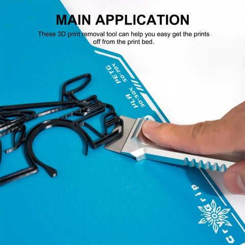 All-Purpose 3D Printer Scraper Tool Kit With 3 Pro-Grade Replaceable SK5 Blades For Bambu Lab X1 P1 And Creality Build Plates in use
