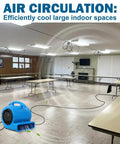 Two Speed 1/4 HP 1000 CFM Air Mover For Carpet Drying And Floor Cooling in large room setup