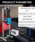 Game Changing Vertical Single Screw Extruder One Inch Diameter For 3D Filament Producing, showing product parameters and design.