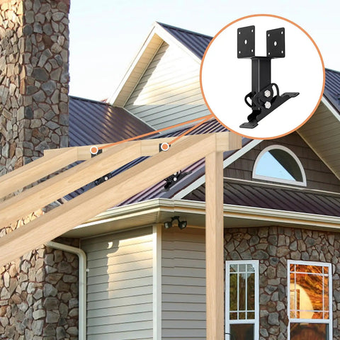 3 Pack Pergola Riser Brackets Kit With 90 Degree Adjustable Saddle, Stainless Steel Roof Riser For Wood Gazebo And Patio Pergola, Beefy Heavy Duty Beam Mount Brackets, Easy Installation And Secure Support