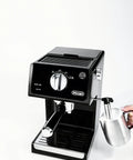Straight Fire 15 Bar Espresso Machine With Adjustable Steam Wand And Manual Frothing System For Rich Lattes And Quick Shots In Sleek Stainless Steel Finish with frother.