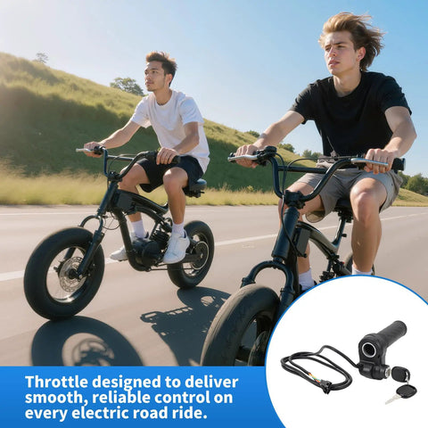Full Twist Ebike Throttle Grip With 2 Keys Universal 3 Pin Speed Controller For Q20 Electric Bike And Scooter Plug And Play Easy Install Smooth Acceleration