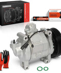 Rock Solid AC Compressor With Clutch Upgrade For Honda Accord Crosstour 2008 Through 2015 10SR15C showing silver compressor with 7 groove pulley.