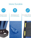Image showing steel rivets, waterproof PVC coating, and double stitching details of the All In One Tool Belt Pouch With 32 Pockets And Hammer Loops.