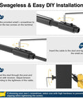 Step-by-step installation of 20 Pack Black Swageless Invisible Cable Railing Kit With T316 Stainless Steel Reusable Fittings