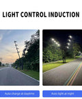 JUDYSSY Solar Flood Lights Outdoor Led 178Pcs 160Lm/W,Solar Security Lights Di illuminating a road at night.