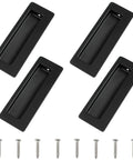 4 Pack Concealed Rectangular Recessed Pull Handles For Wardrobe And Drawers Matte Black Stainless Steel Hidden Flush Sliding Door Pulls With Screws 115mm Premium Brushed Texture Corrosion Resistant