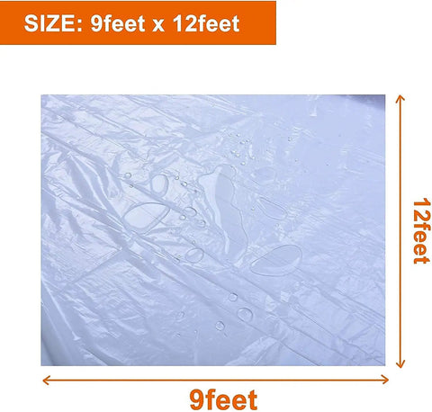 Clear Plastic Drop Cloths For Painting, 5 Pack 9x12 Feet Tarp, waterproof and tear-resistant with size dimensions