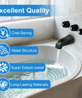 Matte Black Tub And Shower Trim Kit With Knob And Bath Spout For 1/2 Inch Copper Connection installed in a modern bathroom.