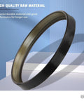 Side view of wheel speed sensor tone ring for Versa rear ABS rotor; black outer, metal inner surface, Amazon brand
