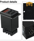 8 Pin AC 220V Time Delay Relay For ASY 3D Panel Mount With Adjustable 999S 999M Timer Switch Industrial Control For Street Lighting And Automation Precise Delay Settings From Seconds To Minutes, black panel mount with 8-pin base