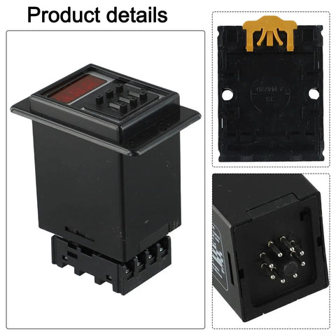 8 Pin AC 220V Time Delay Relay For ASY 3D Panel Mount With Adjustable 999S 999M Timer Switch Industrial Control For Street Lighting And Automation Precise Delay Settings From Seconds To Minutes, black panel mount with 8-pin base