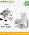 Upgraded 279838 Dryer Heating Element Kit NED4655EW1 MEDC215EW1 with fuses and thermostats for Whirlpool Maytag Kenmore dryers
