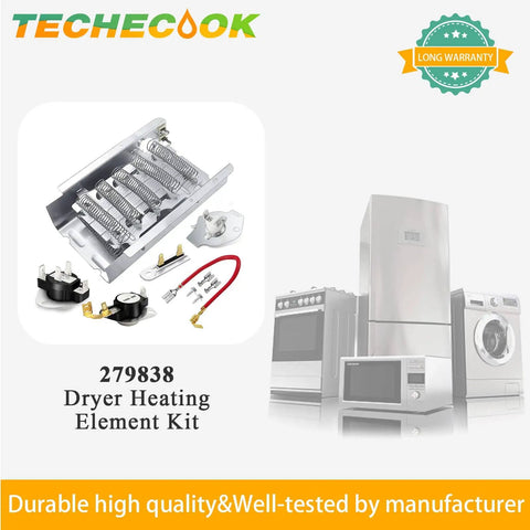 Upgraded 279838 Dryer Heating Element Kit NED4655EW1 MEDC215EW1 with fuses and thermostats for Whirlpool Maytag Kenmore dryers