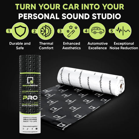 Heavy Duty Car Sound Deadening Sheets 11 Square Foot Triple Layer 180 Mil Thick on a roll for effective noise control.