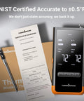 Wireless Bluetooth Smart Meat Thermometer With Sub 1G Range 6 Sensors NIST Certified Accuracy Dual Probes WiFi Enabled display