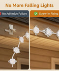 90 Pack Light Clips For Pro Outdoor Lights H706 H806 mount with screws for soffit installation, showing before and after setup