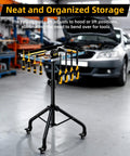 Adjustable Work Table And Tool Cart On Wheels For Garage And Shop, Portable Mechanic Workstation With 360 Degree Locking Casters in garage