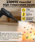 Powerful 2500W Portable Handheld Steam Cleaner With Large Capacity Tank showing steam emitter, ideal for cleaning surfaces and removing dirt.