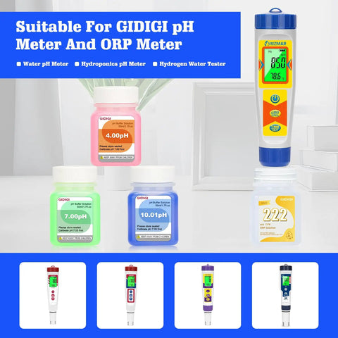 Pro Grade pH And ORP Calibration Kit With Buffers Includes pH 4.00, 7.00, 10.01 And ORP 222 mV Solutions for lab use