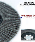 Close-up of Forty-Eight Pack Flap Discs with 40 Grit for 4.5 Inch Diameter and Seven Eighths Inch Arbor Bevel Type 29 Industrial Grade