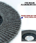 Premium Ten Pack 40 Grit Flap Disc For Angle Grinder 4.5 Inch By 7/8 Arbor close-up view showing aluminum oxide material and disc texture.