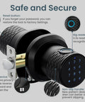Biometric Fingerprint Door Knob with Keypad Lock and Large Sensor No Keys Needed Keyless Entry Handle 0.2s Unlock 3 Ways to Open