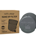 Replacement Nano Filter For XP Water Pitcher Or Dispenser With Nanofiltration next to packaging box.