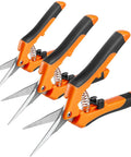 Three Pack 6.5 Inch Pruning Shears For Precise Cuts One Hand Operation Stainless Steel Straight Blades Ergonomic Handles