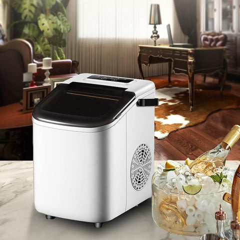 Portable Countertop Ice Cube Maker With Led Screen Produces 22 Pounds Daily Self Cleaning Quick Chill In 7 Minutes in stylish home setting.