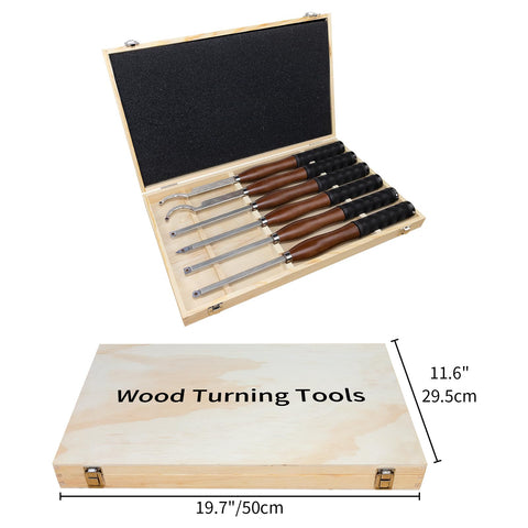 Full Size Pro Grade Carbide Wood Lathe Tool Set 6 Piece With Wooden Box 18 Inch Lathe Tools Including Swan Neck Hollower Rougher