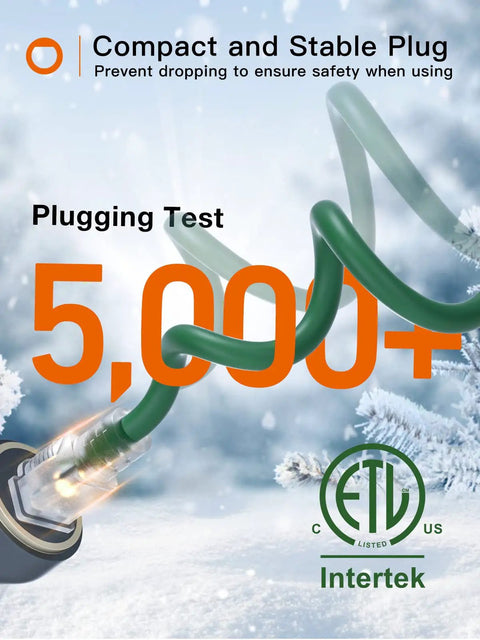 50Ft Outdoor Extension Cord With 6 Outlets Evenly Spaced Weatherproof 16 Gauge 3 SJTW Power Cable ETL Listed Indoor Outdoor Use
