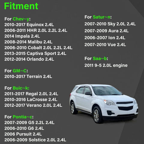 Two Piece Engine VVT Intake And Exhaust Camshaft Variable Timing Solenoid Valve Kit for GM 2.0L 2.2L 2.4L vehicle fitment chart